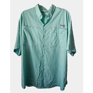 Columbia Omni-Wick Vented Shirt Men’s XL Green Short Sleeve Button Front Fishing